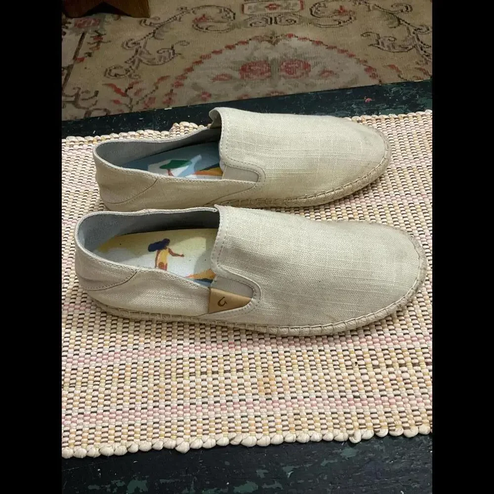 Olukai Kaula Pa’a Kapa Women’s Espadrilles Linen Slip ons Size 9